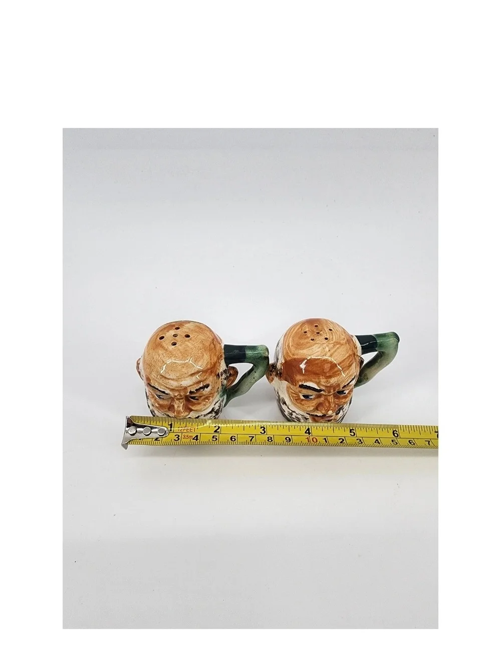 Vintage Japan Hand-Painted Ceramic Old Men Salt & Pepper Shakers - By Toby